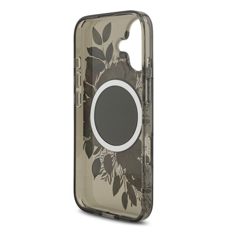 Guess Guess iPhone 17 Back cover case - Magsafe - IML Flowers with Pearl Strap - Black Guess Guess iPhone 17 Back cover case - Magsafe - IML Flowers with Pearl Strap - Black