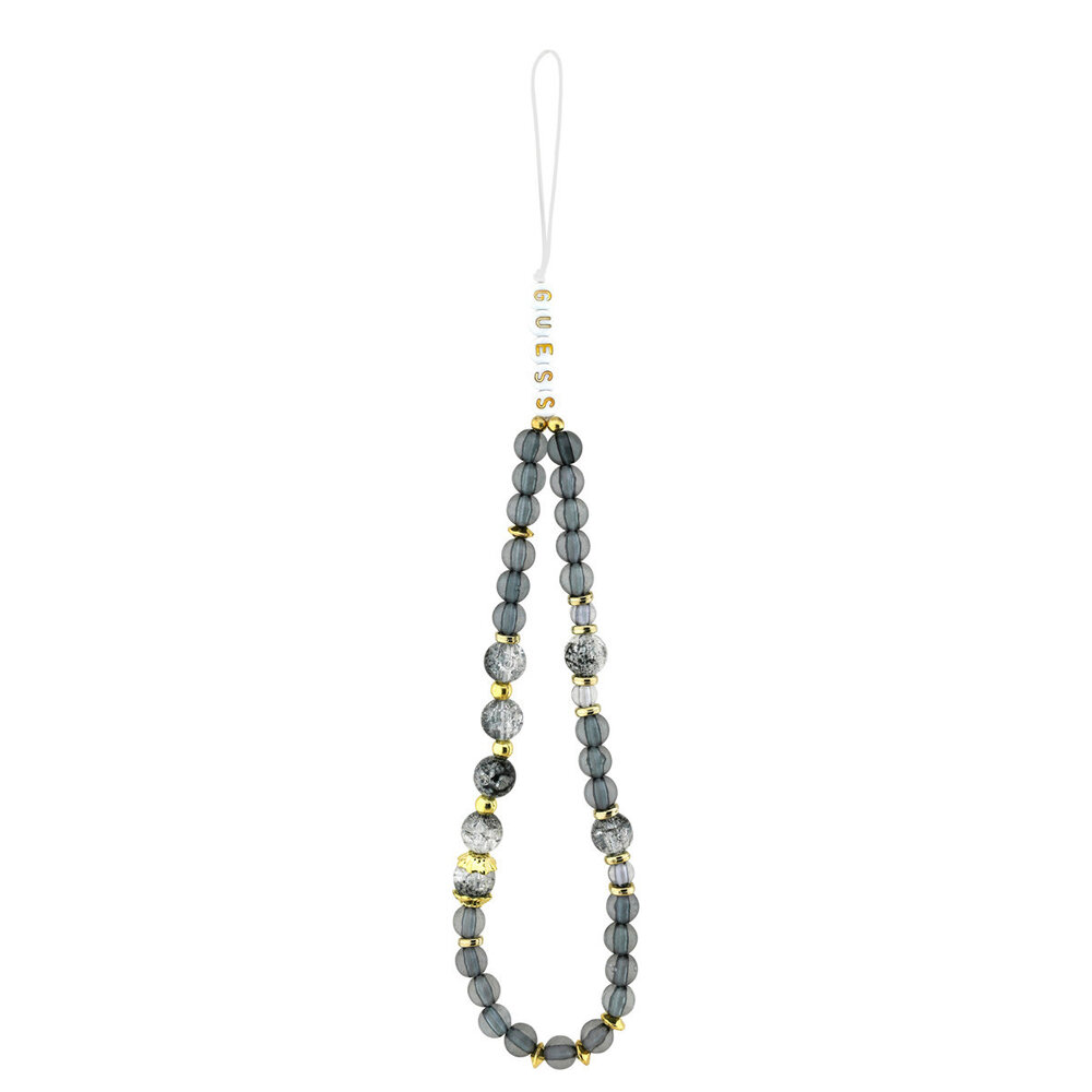 Guess Guess iPhone 17 Back cover coque - Magsafe - IML Flowers with Pearl Strap - Noir Guess Guess iPhone 17 Back cover coque - Magsafe - IML Flowers with Pearl Strap - Noir