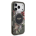 Guess Guess iPhone 17 Pro/iPhone 18 Pro Backcoverhoesje - MagSafe - IML-bloemen met parelkoord - Zwart