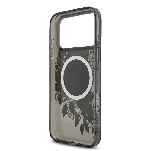 Guess Guess iPhone 17 Pro Max/iPhone 18 Pro Max Coque arrière MagSafe Motif floral IML avec dragonne perlée - Noir