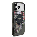 Guess Guess iPhone 17 Pro Max/iPhone 18 Pro Max Coque arrière MagSafe Motif floral IML avec dragonne perlée - Noir