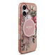 Guess Guess iPhone 17 Back cover coque - Magsafe - IML Flowers with Pearl Strap - Rose Guess Guess iPhone 17 Back cover coque - Magsafe - IML Flowers with Pearl Strap - Rose