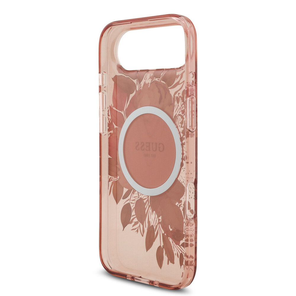 Guess Guess iPhone 17 Air Back cover case - Magsafe - IML Flowers with Pearl Strap - Pink Guess Guess iPhone 17 Air Back cover case - Magsafe - IML Flowers with Pearl Strap - Pink