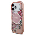 Guess Guess iPhone 17 Pro/iPhone 18 Pro Handyhülle MagSafe IML-Blumendesign mit Perlenband - Rosa