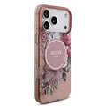 Guess Guess iPhone 17 Pro Max/iPhone 18 Pro Max Handyhülle MagSafe IML-Blumendesign mit Perlenband - Rosa