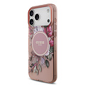 Guess Guess iPhone 17 Pro Max/iPhone 18 Pro Max Coque arrière MagSafe Motif floral IML avec dragonne perlée - Rose