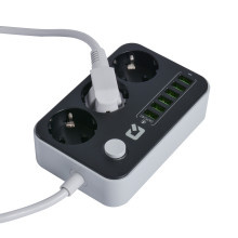 UNIQ Accessory UNIQ Accessory 3.4 Anti-static socket box met 3 stopcontacten en 6 USB ingangen - Zwart, foto 3 van 6