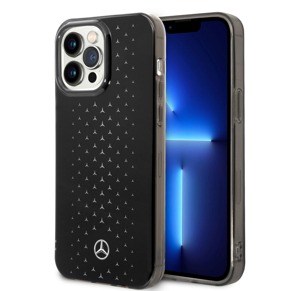 Mercedes-Benz Coque arrière Mercedes-Benz pour iPhone 14 Pro Max - Double Layer Gradient Star Geometry - Argent