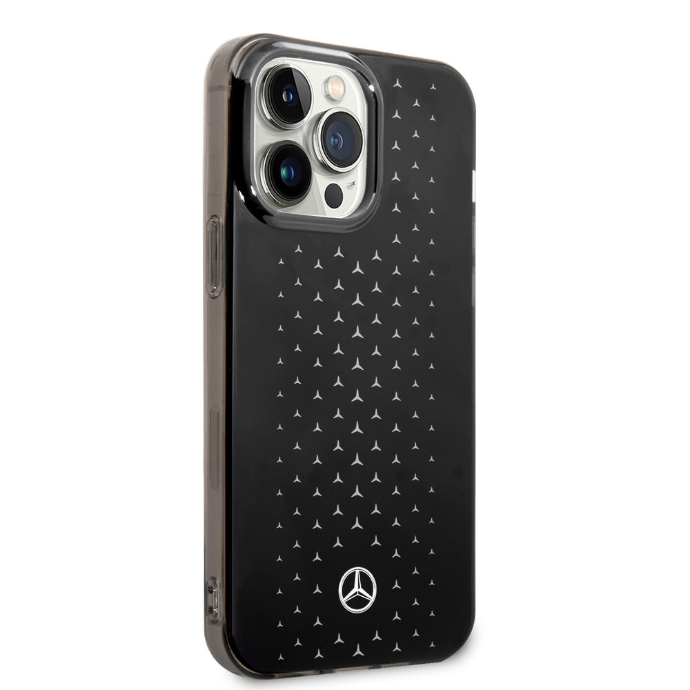 Mercedes-Benz Coque arrière Mercedes-Benz pour iPhone 14 Pro Max - Double Layer Gradient Star Geometry - Argent