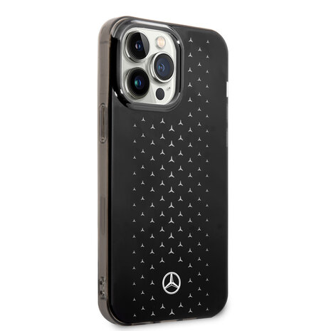 Mercedes-Benz Coque arrière Mercedes-Benz pour iPhone 14 Pro Max - Double Layer Gradient Star Geometry - Argent