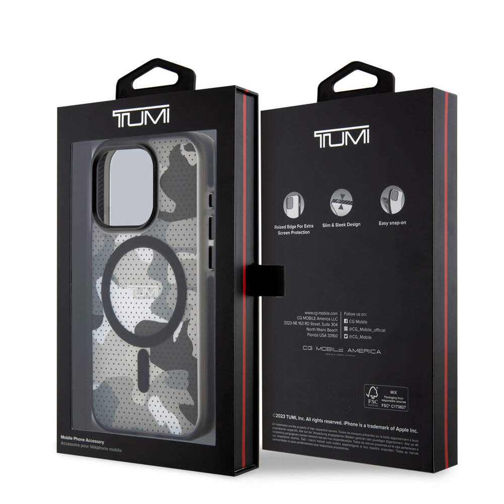 Tumi Tumi iPhone 15 Pro Back cover case - Magsafe - Frosted Camouflage Design - Black Tumi Tumi iPhone 15 Pro Back cover case - Magsafe - Frosted Camouflage Design - Black