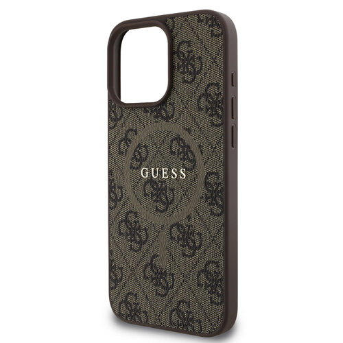 Guess Guess iPhone 16 Pro Max Backcover hoesje - Magsafe PU Leather - 4G Classic Logo - Bruin