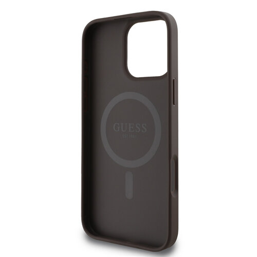 Guess Guess iPhone 16 Pro Max Backcover hoesje - Magsafe PU Leather - 4G Classic Logo - Bruin