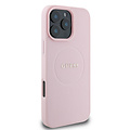Guess Guess iPhone 16 Pro Max Back-Cover hul - Magsafe PU Leather - Grained With Gold Ring - Rosa