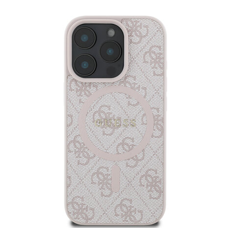Guess Guess iPhone 16 Pro Max Backcover hoesje - Magsafe PU Leather - 4G Classic Logo - Roze Guess Guess iPhone 16 Pro Max Backcover hoesje - Magsafe PU Leather - 4G Classic Logo - Roze