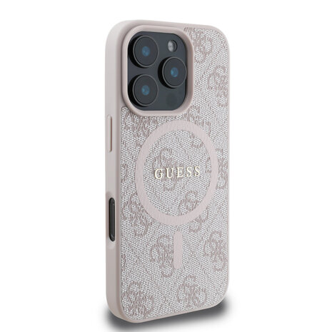 Guess Guess iPhone 16 Pro Max Back cover case - Magsafe PU Leather - 4G Classic Logo - Pink Guess Guess iPhone 16 Pro Max Back cover case - Magsafe PU Leather - 4G Classic Logo - Pink