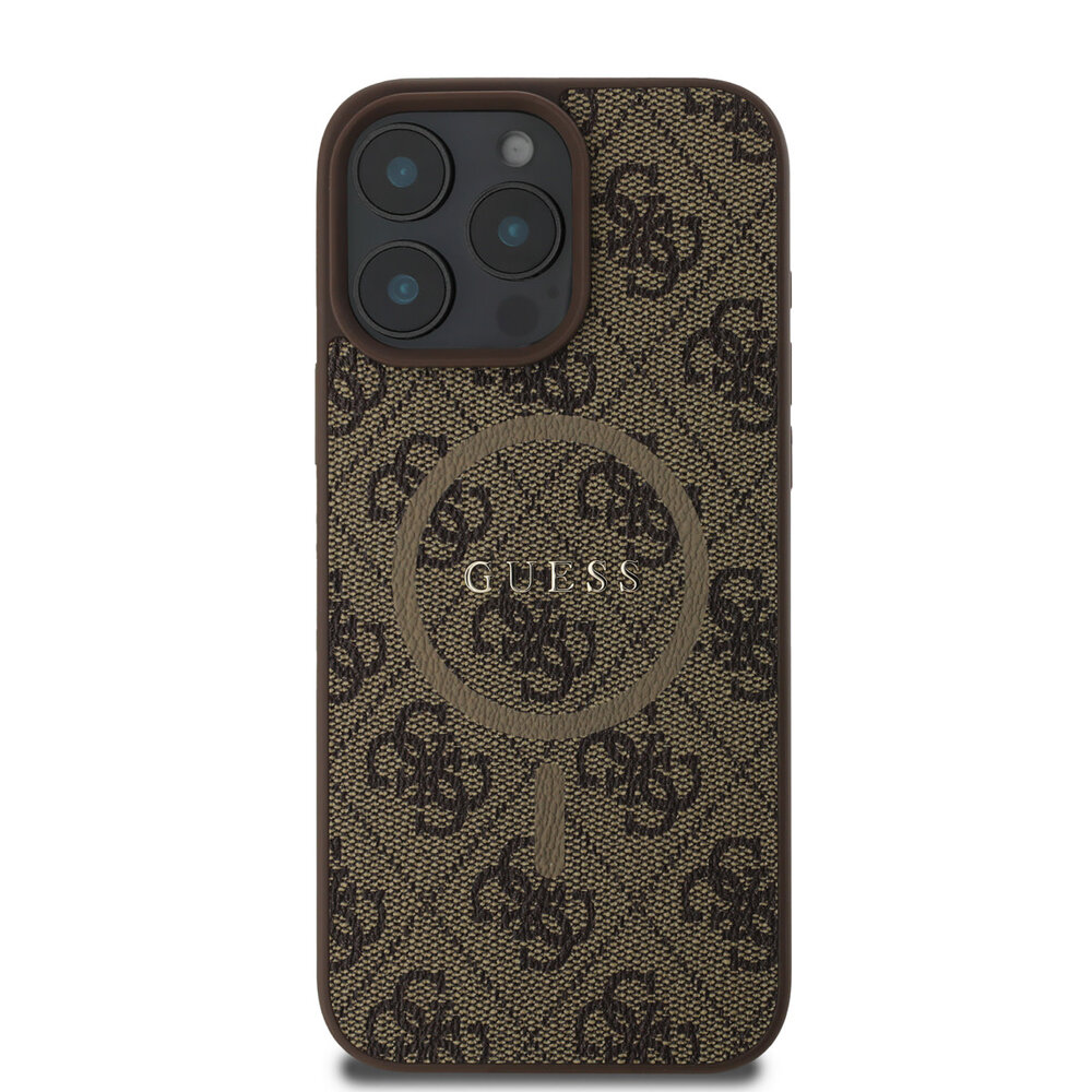 Guess Guess iPhone 16 Pro Max Back cover case - Magsafe PU Leather - 4G Classic Logo - Brown Guess Guess iPhone 16 Pro Max Back cover case - Magsafe PU Leather - 4G Classic Logo - Brown