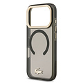 Lacoste Lacoste iPhone 17 Pro/iPhone 18 Pro Coque arrière MagSafe Finition transparente et dépolie Bord doré - Noir