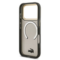 Lacoste Lacoste iPhone 17 Pro/iPhone 18 Pro Coque arrière MagSafe Finition transparente et dépolie Bord doré - Noir