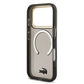 Lacoste Lacoste iPhone 17 Pro/iPhone 18 Pro Handyhülle MagSafe Transparente Ausführung mit mattierter Oberfläche Goldfarbener Rand - Schwarz