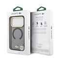 Lacoste Lacoste iPhone 17 Pro/iPhone 18 Pro Coque arrière MagSafe Finition transparente et dépolie Bord doré - Noir