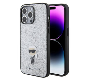 Karl Lagerfeld Karl Lagerfeld iPhone 15 Pro Max Backcover hoesje - Fixed Glitter - Ikonik K Logo - Zilver Karl Lagerfeld Karl Lagerfeld iPhone 15 Pro Max Backcover hoesje - Fixed Glitter - Ikonik K Logo - Zilver