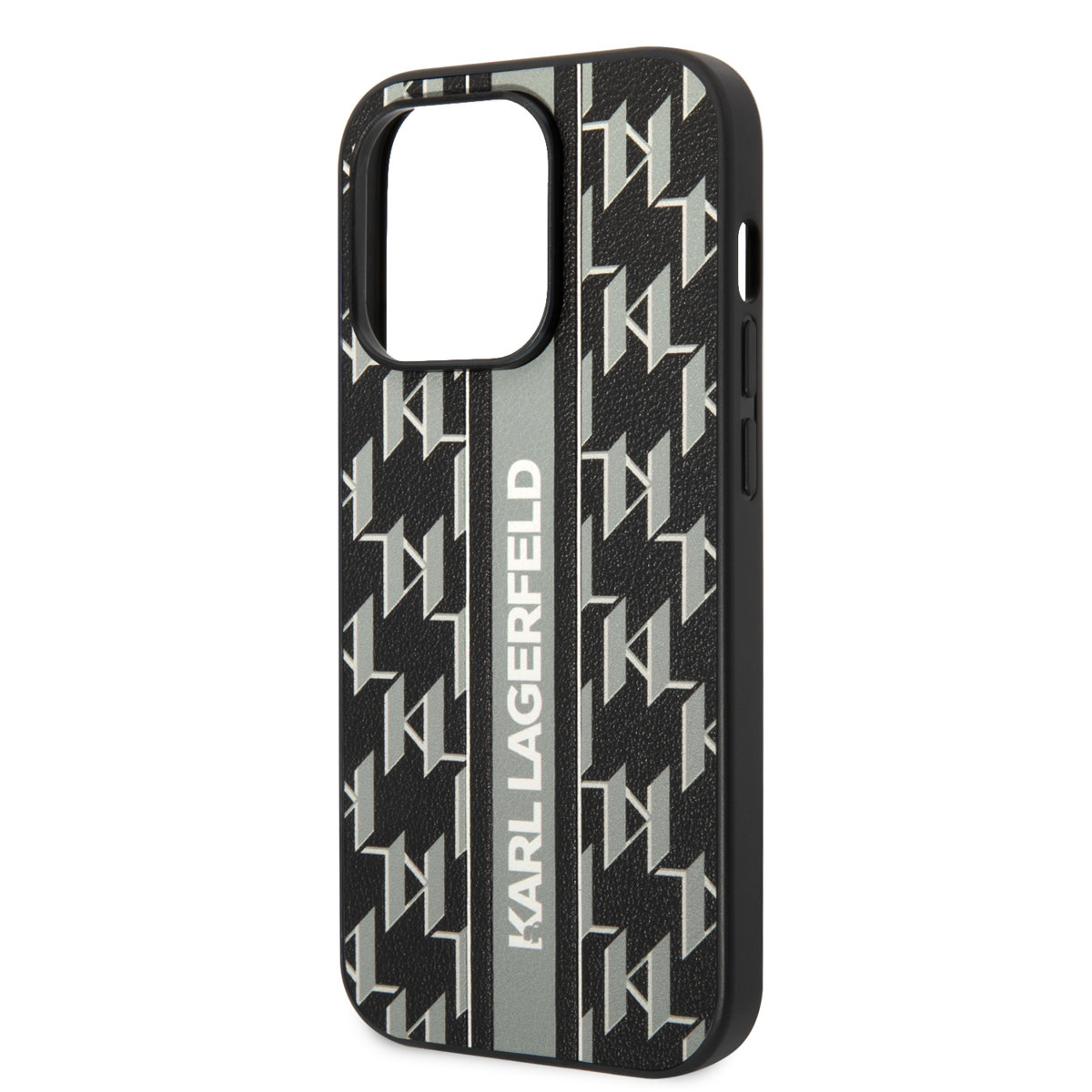Karl Lagerfeld Karl Lagerfeld iPhone 14 Pro Backcover hoesje - Monogram Stripe - Grijs, foto 5 van 6