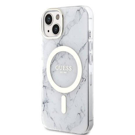 Guess Guess iPhone 13 Back cover case - Magsafe IML marble - White Guess Guess iPhone 13 Back cover case - Magsafe IML marble - White