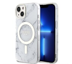 Guess Guess iPhone 13 Back cover coque Magsafe IML marble - Blanc Guess Guess iPhone 13 Back cover coque Magsafe IML marble - Blanc