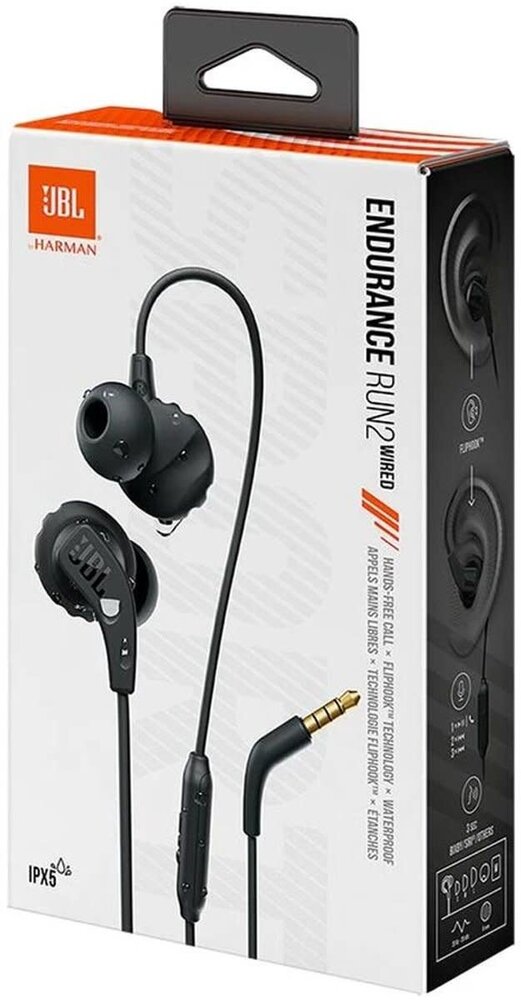 JBL JBL Endurance Run 2 Wired Waterproof Sports In-Ear Earphone - Schwarz