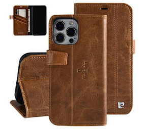 Pierre Cardin Pierre Cardin iPhone 13 Pro Book type housse - Porte-cartes pour 3 cartes - Fermeture magnétique - Marron Pierre Cardin Pierre Cardin iPhone 13 Pro Book type housse - Porte-cartes pour 3 cartes - Fermeture magnétique - Marron