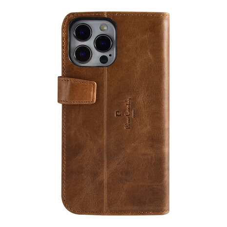 Pierre Cardin Pierre Cardin iPhone 13 Pro Max Book type housse - Porte-cartes pour 3 cartes - Fermeture magnétique - Marron