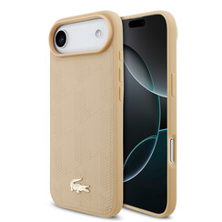 Lacoste iPhone 17 Air Back-Cover hul - MagSafe - Monogramme Print With Gold Logo - Beige