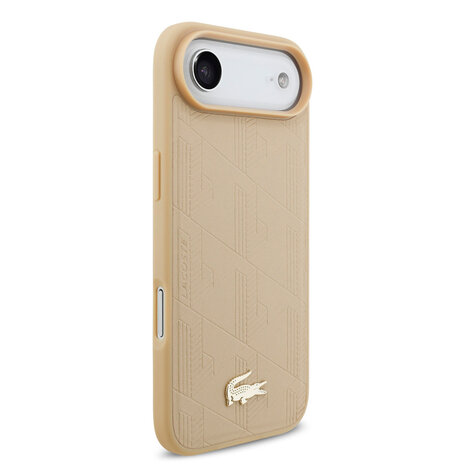 Lacoste Lacoste iPhone 17 Air Back cover case - MagSafe - Monogramme Print With Gold Logo - Beige