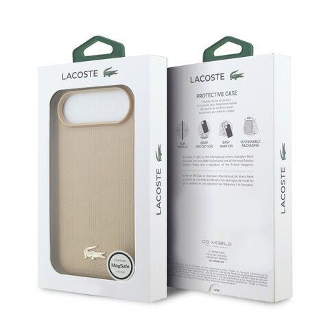Lacoste Lacoste iPhone 17 Air Back-Cover hul - MagSafe - Monogramme Print With Gold Logo - Beige Lacoste Lacoste iPhone 17 Air Back-Cover hul - MagSafe - Monogramme Print With Gold Logo - Beige