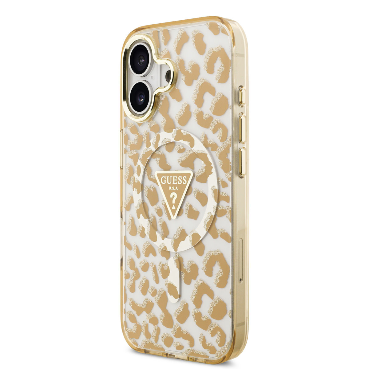 Guess Guess iPhone 17 Backcover hoesje - Magsafe - Leopard Glitter Edition - Bruin, foto 2 van 6