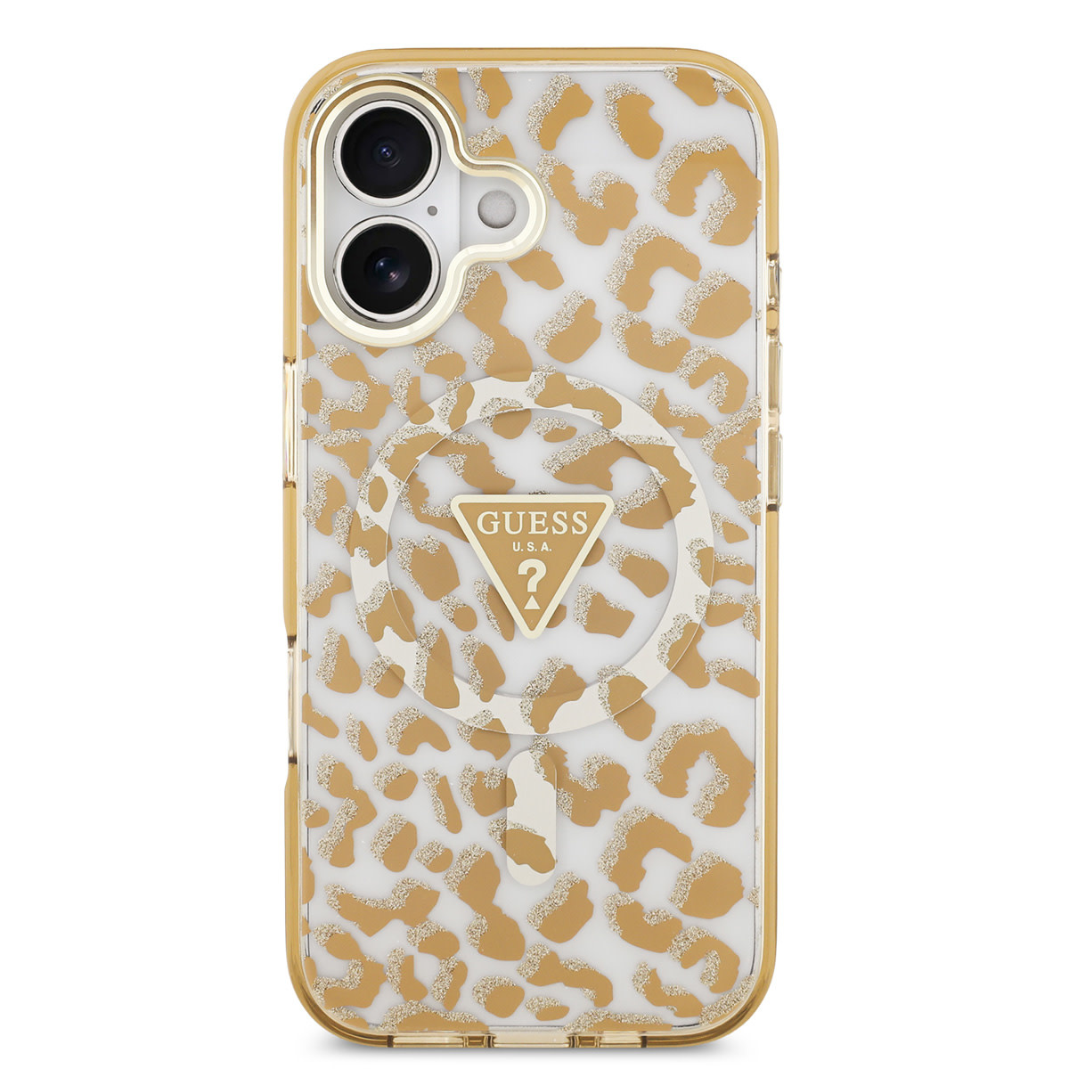 Guess Guess iPhone 17 Backcover hoesje - Magsafe - Leopard Glitter Edition - Bruin, foto 3 van 6