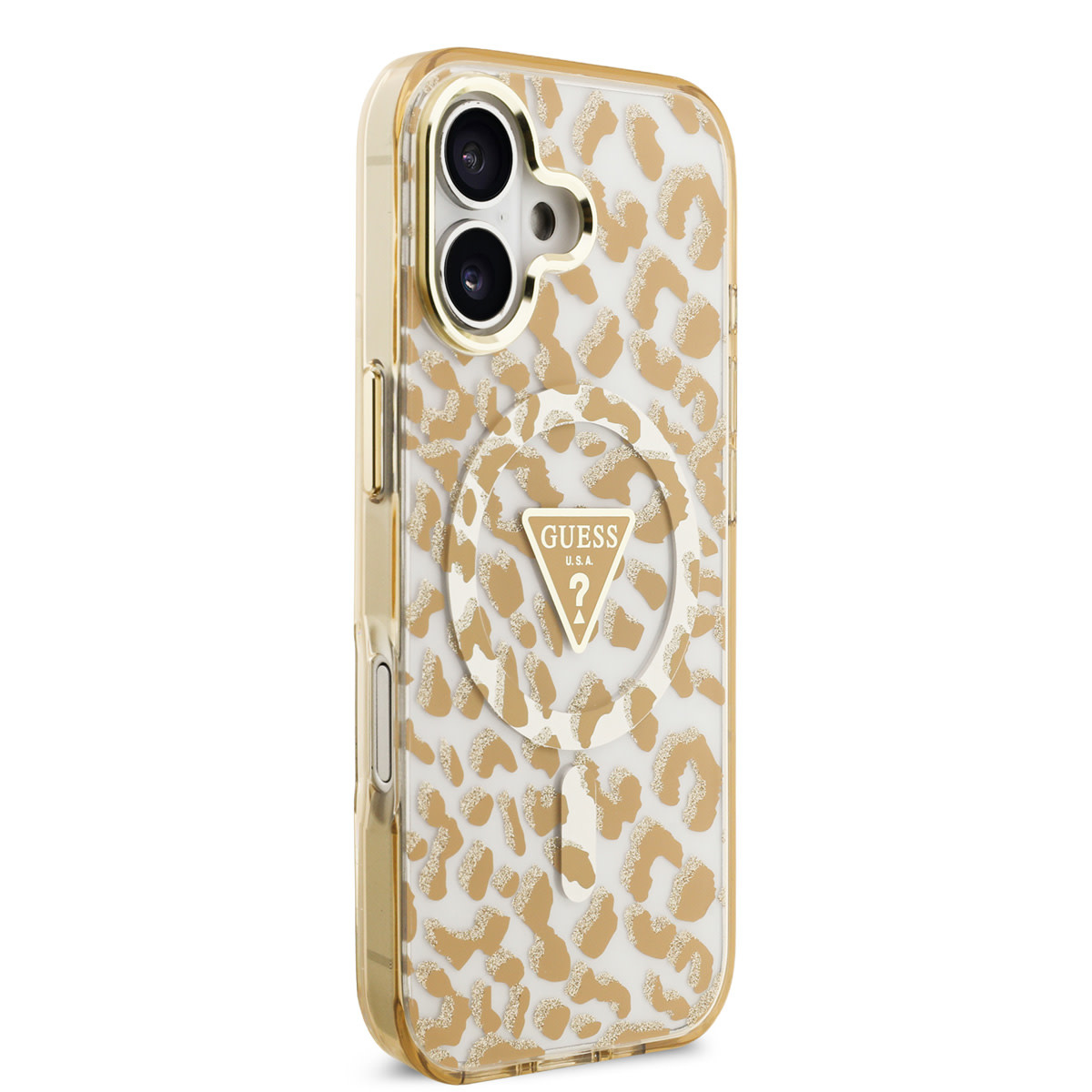 Guess Guess iPhone 17 Backcover hoesje - Magsafe - Leopard Glitter Edition - Bruin, foto 4 van 6