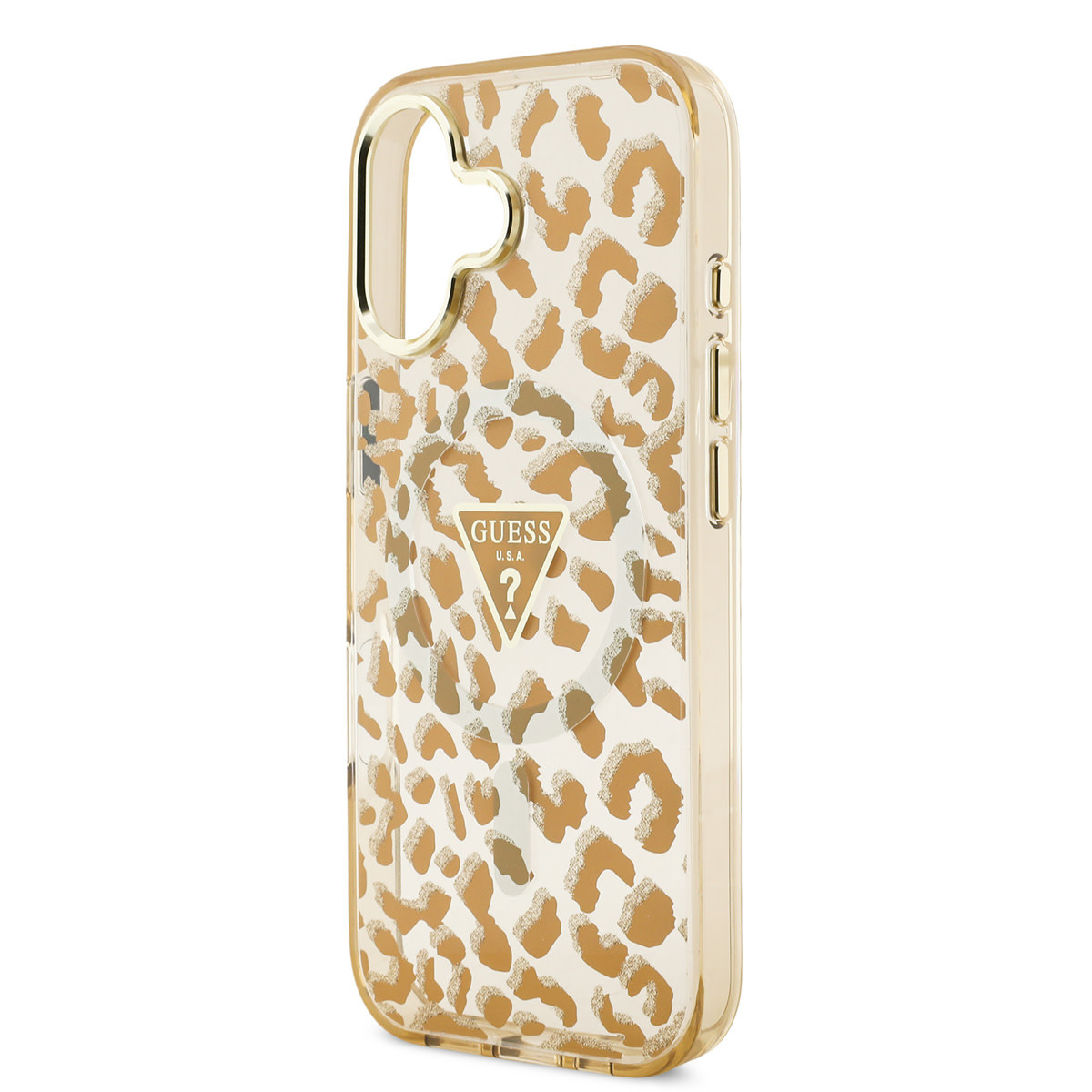 Guess Guess iPhone 17 Backcover hoesje - Magsafe - Leopard Glitter Edition - Bruin, foto 5 van 6