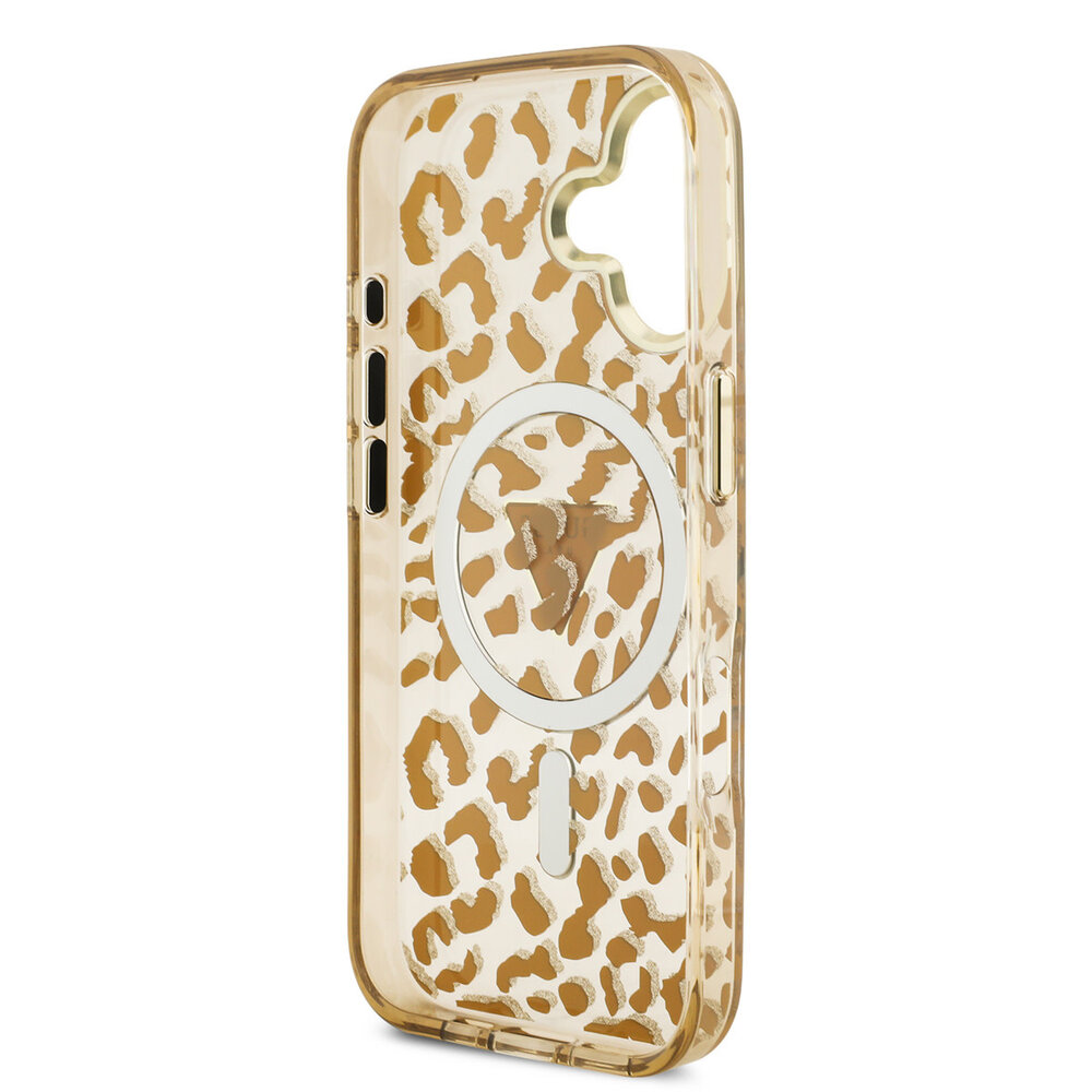 Guess Guess iPhone 17 Backcover hoesje - Magsafe - Leopard Glitter Edition - Bruin