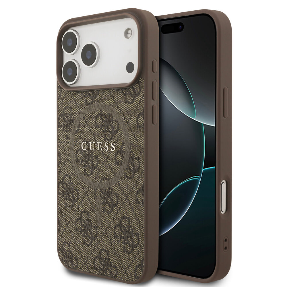 Guess Guess iPhone 17 Pro Max Back-Cover hul - Magsafe PU Leather - 4G Classic Logo - Braun