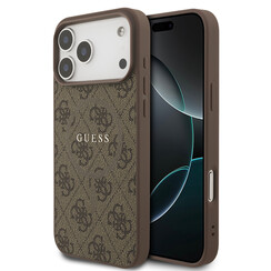 Guess iPhone 17 Pro Max Backcover hoesje - Magsafe PU Leather - 4G Classic Logo - Bruin