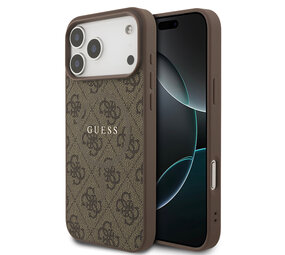 Guess Guess iPhone 17 Pro Max Back-Cover hul - Magsafe PU Leather - 4G Classic Logo - Braun Guess Guess iPhone 17 Pro Max Back-Cover hul - Magsafe PU Leather - 4G Classic Logo - Braun