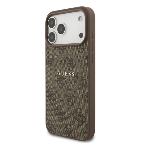 Guess Guess iPhone 17 Pro Max Backcover hoesje - Magsafe PU Leather - 4G Classic Logo - Bruin