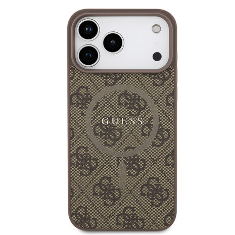 Guess Guess iPhone 17 Pro Max Back-Cover hul - Magsafe PU Leather - 4G Classic Logo - Braun