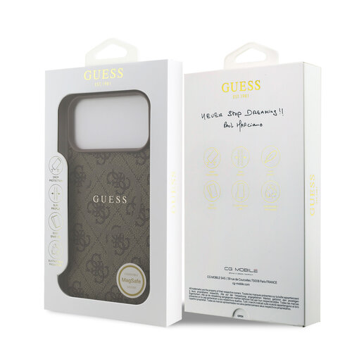 Guess Guess iPhone 17 Pro Max Back-Cover hul - Magsafe PU Leather - 4G Classic Logo - Braun