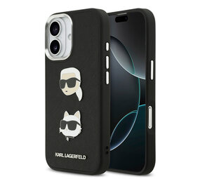 Karl Lagerfeld Karl Lagerfeld iPhone 17 Backcover hoesje - FW Grained - K&C Heads Pins - Zwart