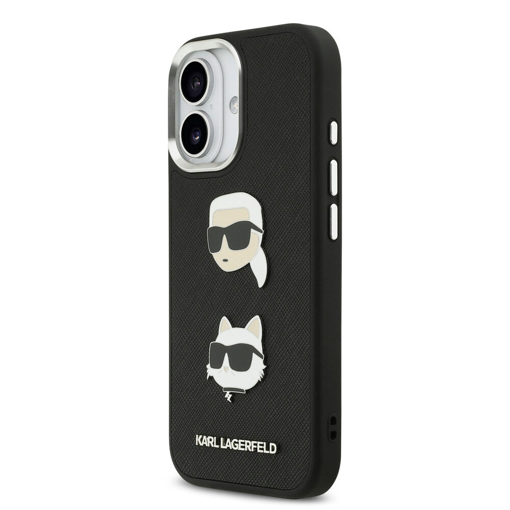 Karl Lagerfeld Karl Lagerfeld iPhone 17 Backcover hoesje - FW Grained - K&C Heads Pins - Zwart
