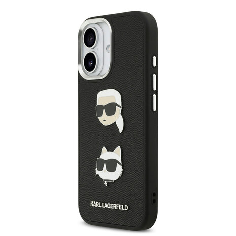 Karl Lagerfeld Karl Lagerfeld iPhone 17 Back cover coque - FW Grained - K&C Heads Pins - Noir Karl Lagerfeld Karl Lagerfeld iPhone 17 Back cover coque - FW Grained - K&C Heads Pins - Noir