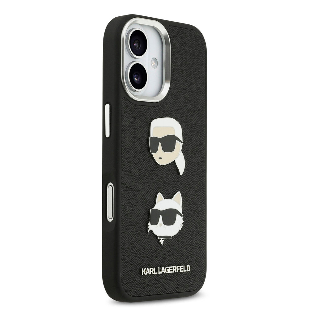 Karl Lagerfeld Karl Lagerfeld iPhone 17 Backcover hoesje - FW Grained - K&C Heads Pins - Zwart